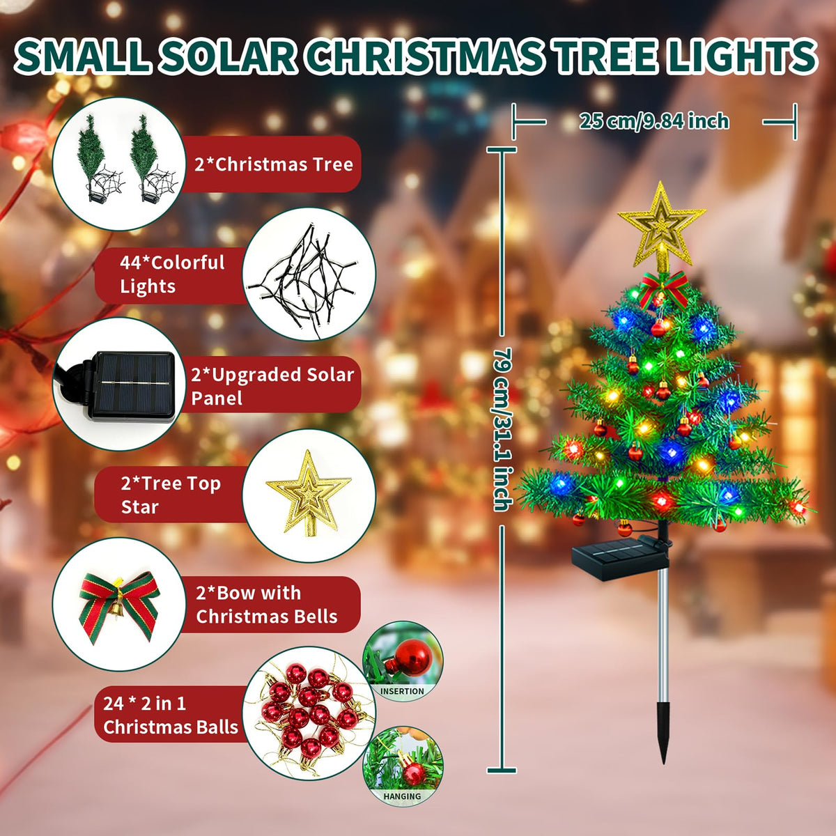 Solar Outdoor Christmas Tree Lights J80971