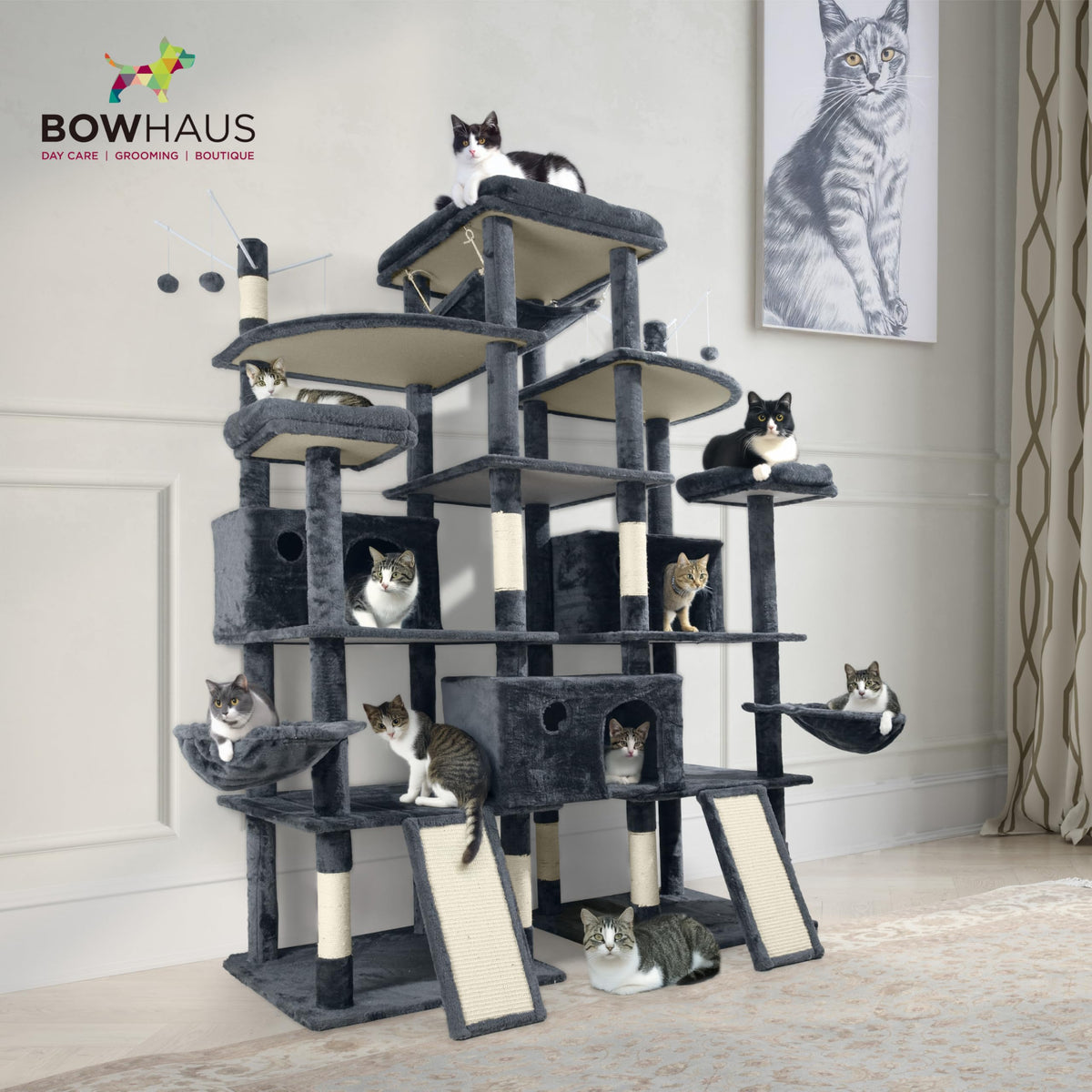 Extra Large 80-Inch Tall Cat Tree with Scratching Posts G731