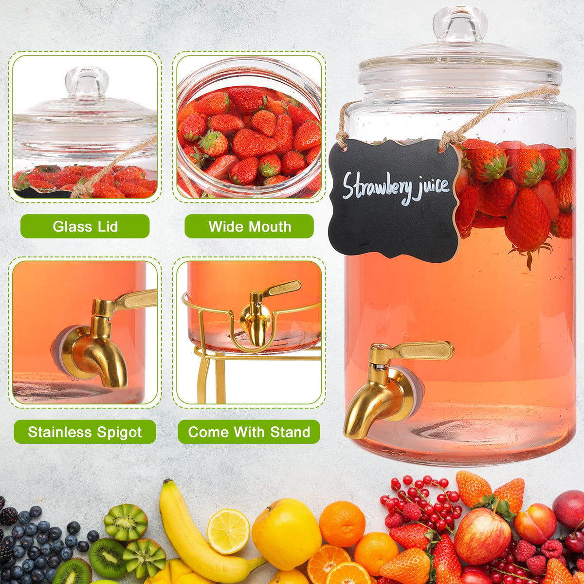 2 Pack 1 Gallon Beverage Dispenser with Stand P71055
