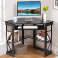 Black Corner Computer Desk with Keyboard Tray V886889