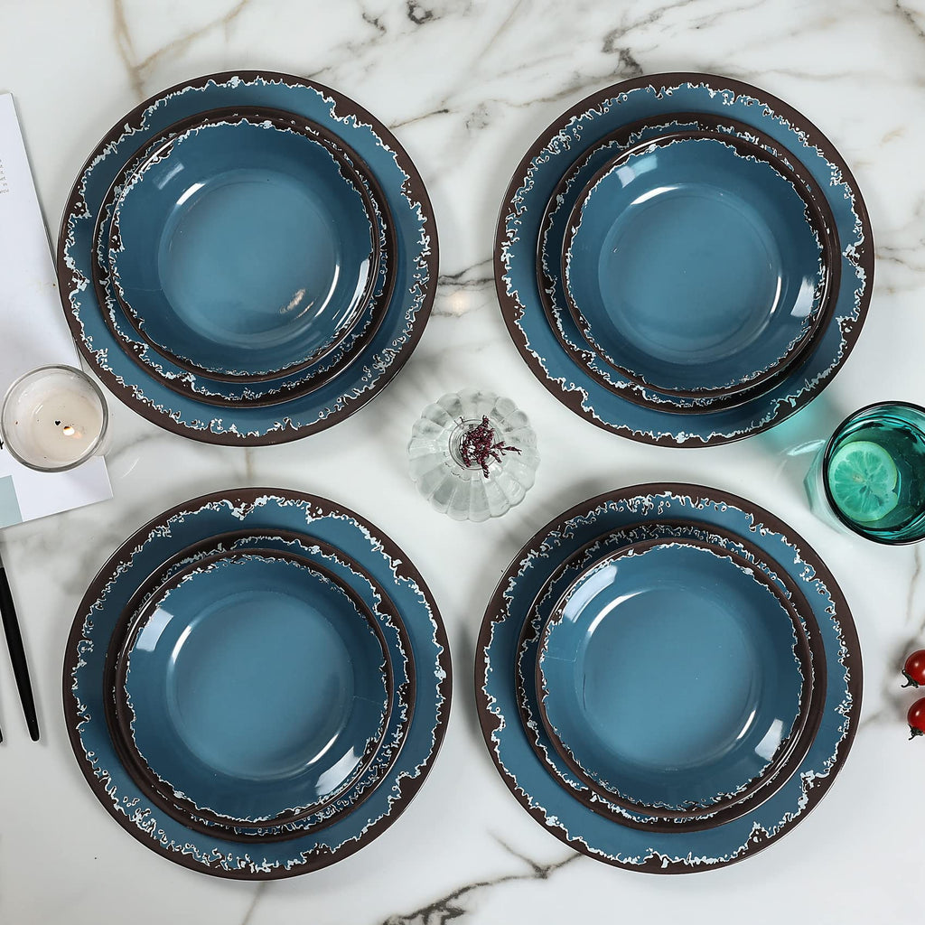 Blue 12-Piece Melamine Dinnerware Set A511