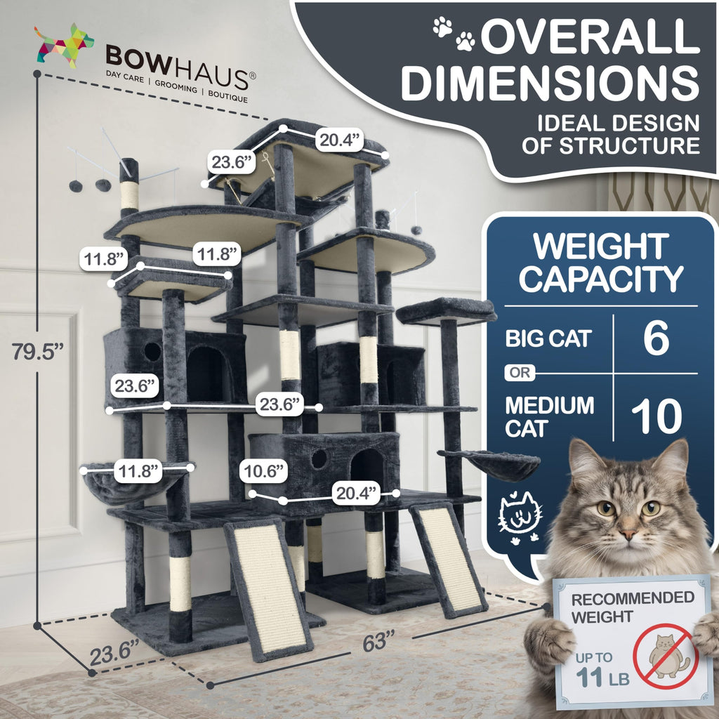 Extra Large 80-Inch Tall Cat Tree with Scratching Posts G731