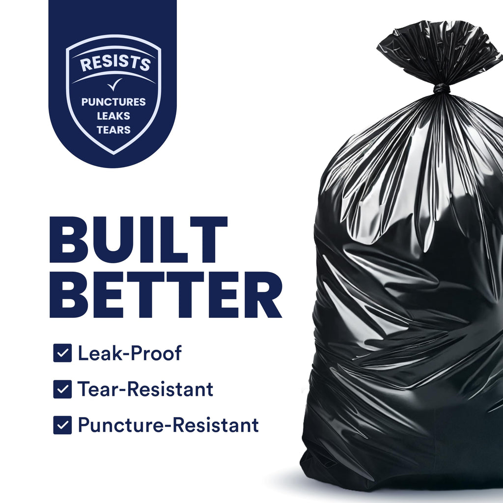 55-60 Gallon 1.2 Mil Black Trash Bags 100 Count G6478