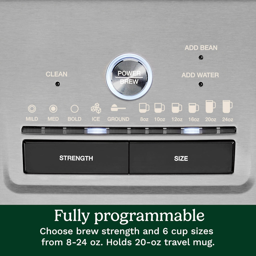 Grind and Brew Single Serve Coffee Maker, 6 Cup Sizes U976581