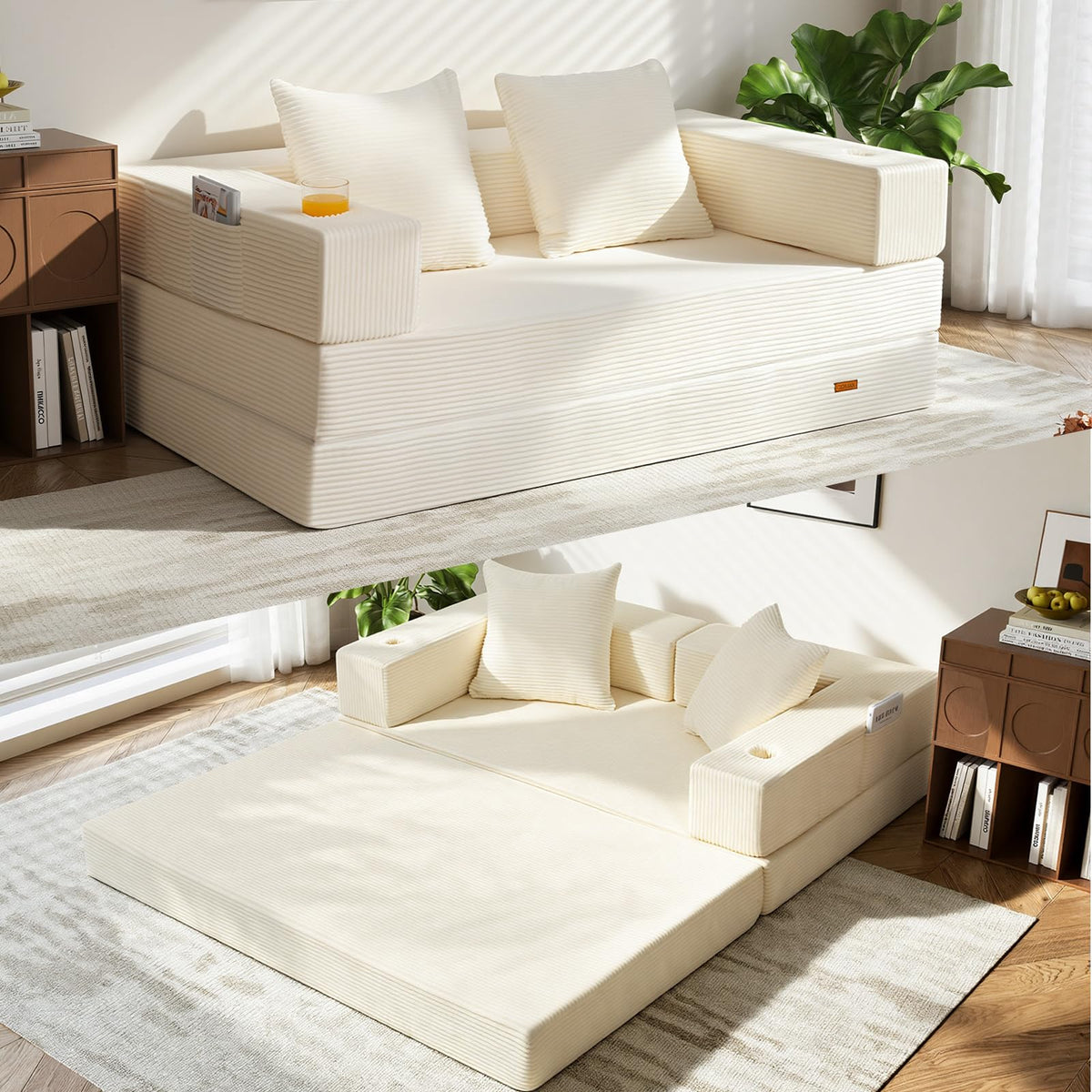 Beige Futon Sofa Bed S8945