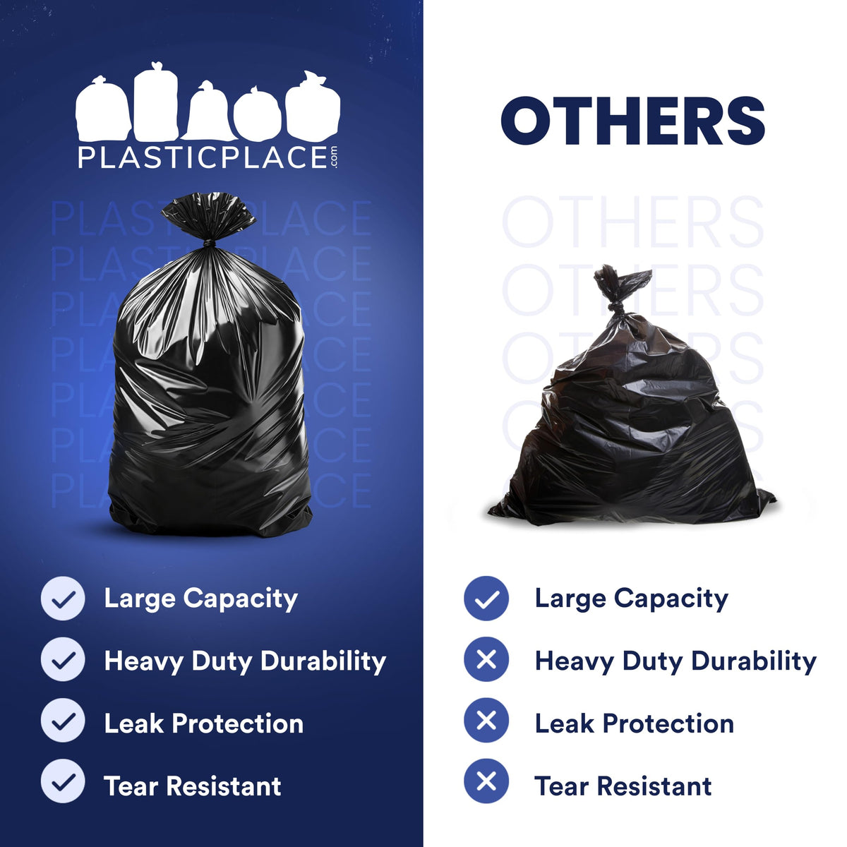 55-60 Gallon 1.2 Mil Black Trash Bags 100 Count G6478