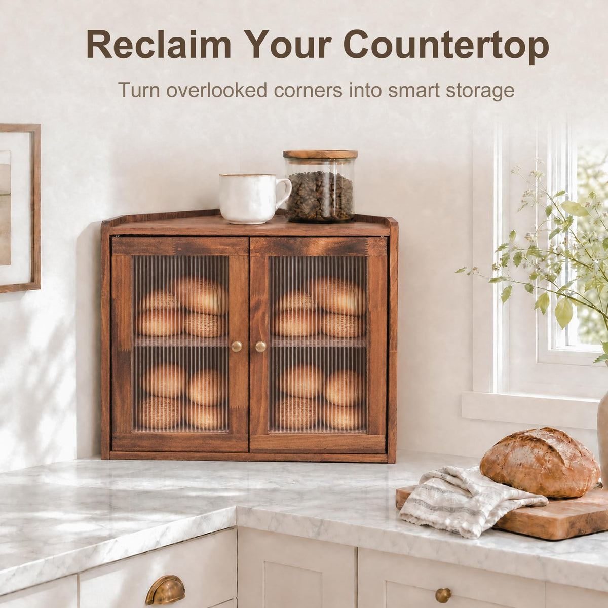 Brown Wooden Double Layer Bread Box U10377