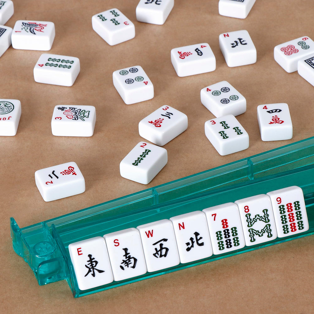 American Mahjong Set 166 White Tiles with 4 Racks and Bag A1311