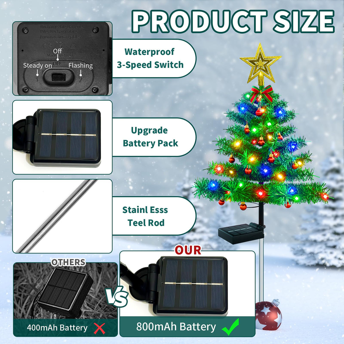Solar Outdoor Christmas Tree Lights J80971