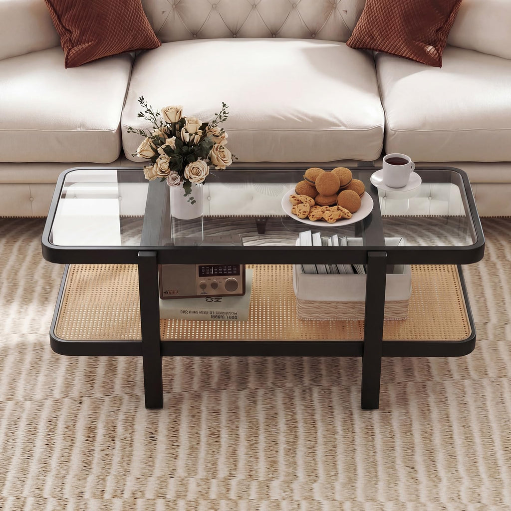 Black Rattan Coffee Table Y2702