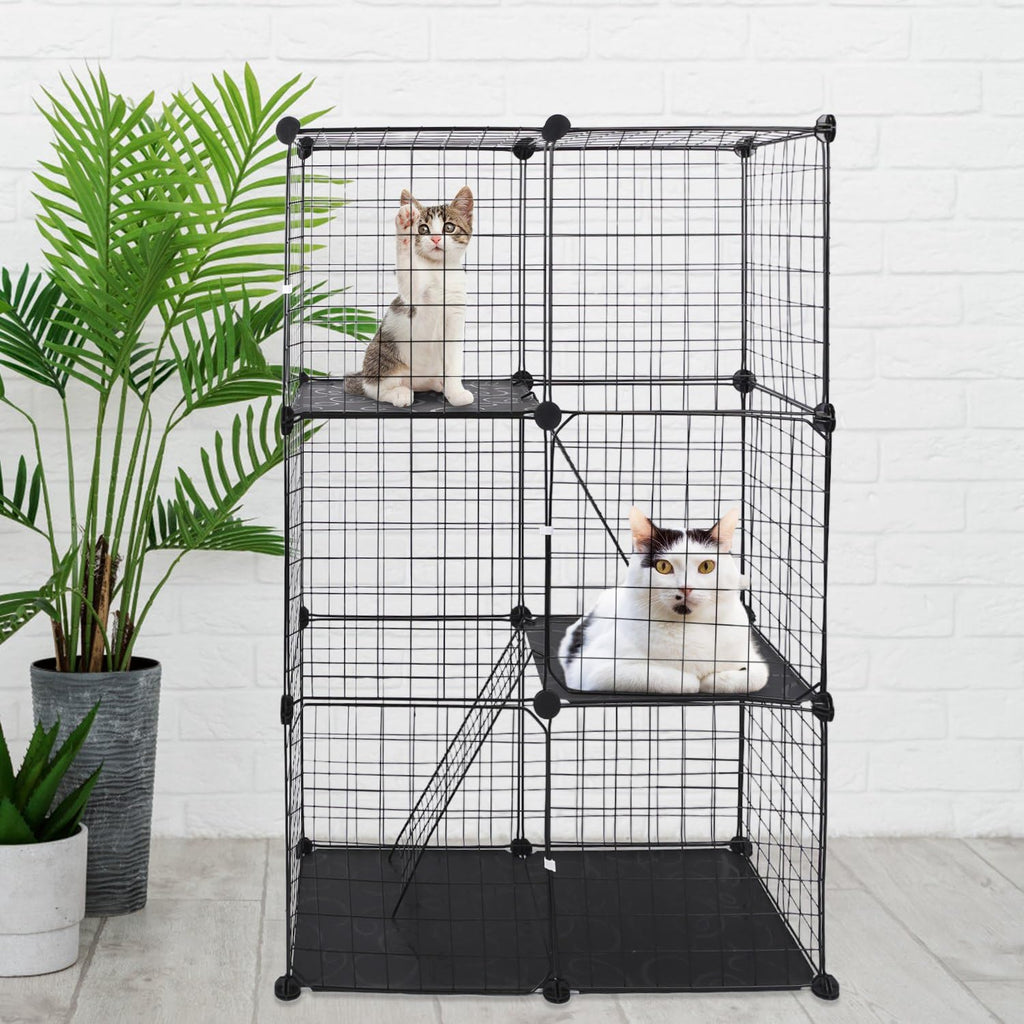 3-Tier Cat Cage with 3 Doors 2 Ramp Ladders B3115