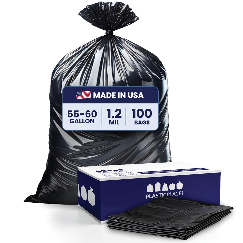 55-60 Gallon 1.2 Mil Black Trash Bags 100 Count G6478