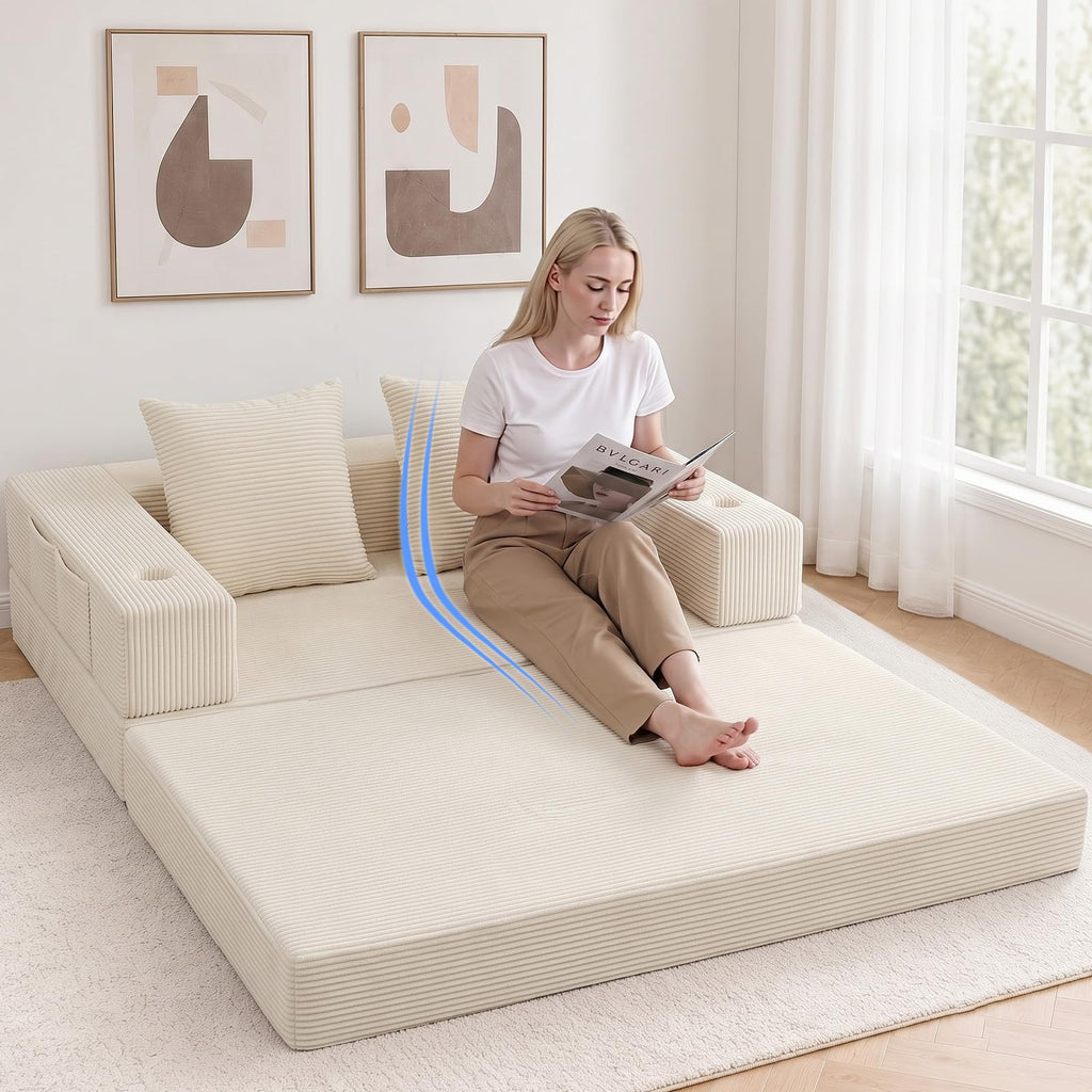 Beige Futon Sofa Bed S8945