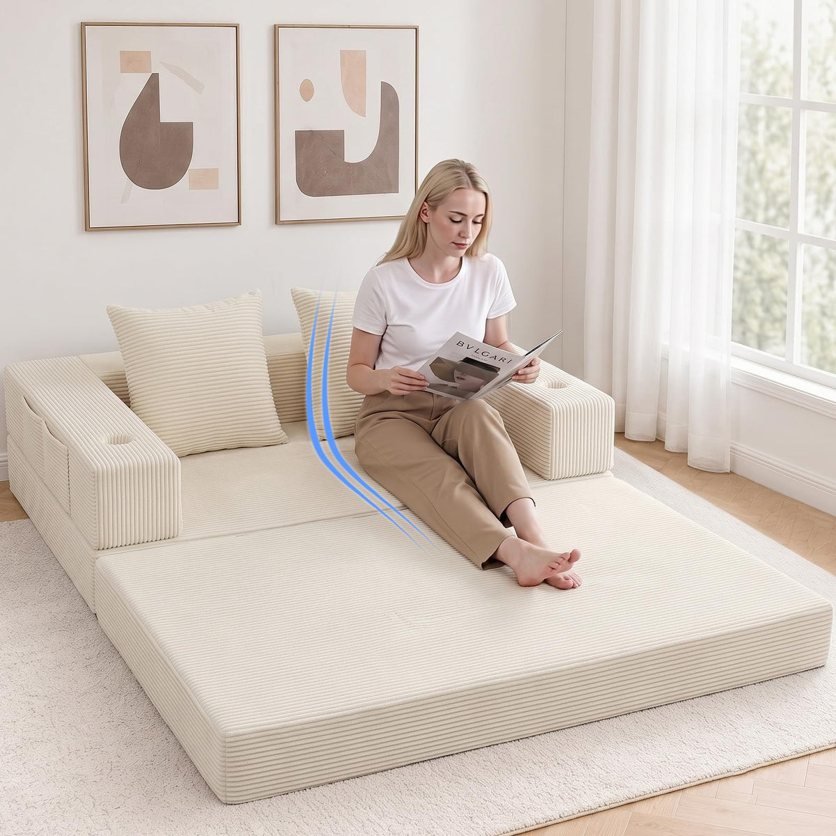 Beige Futon Sofa Bed S8945