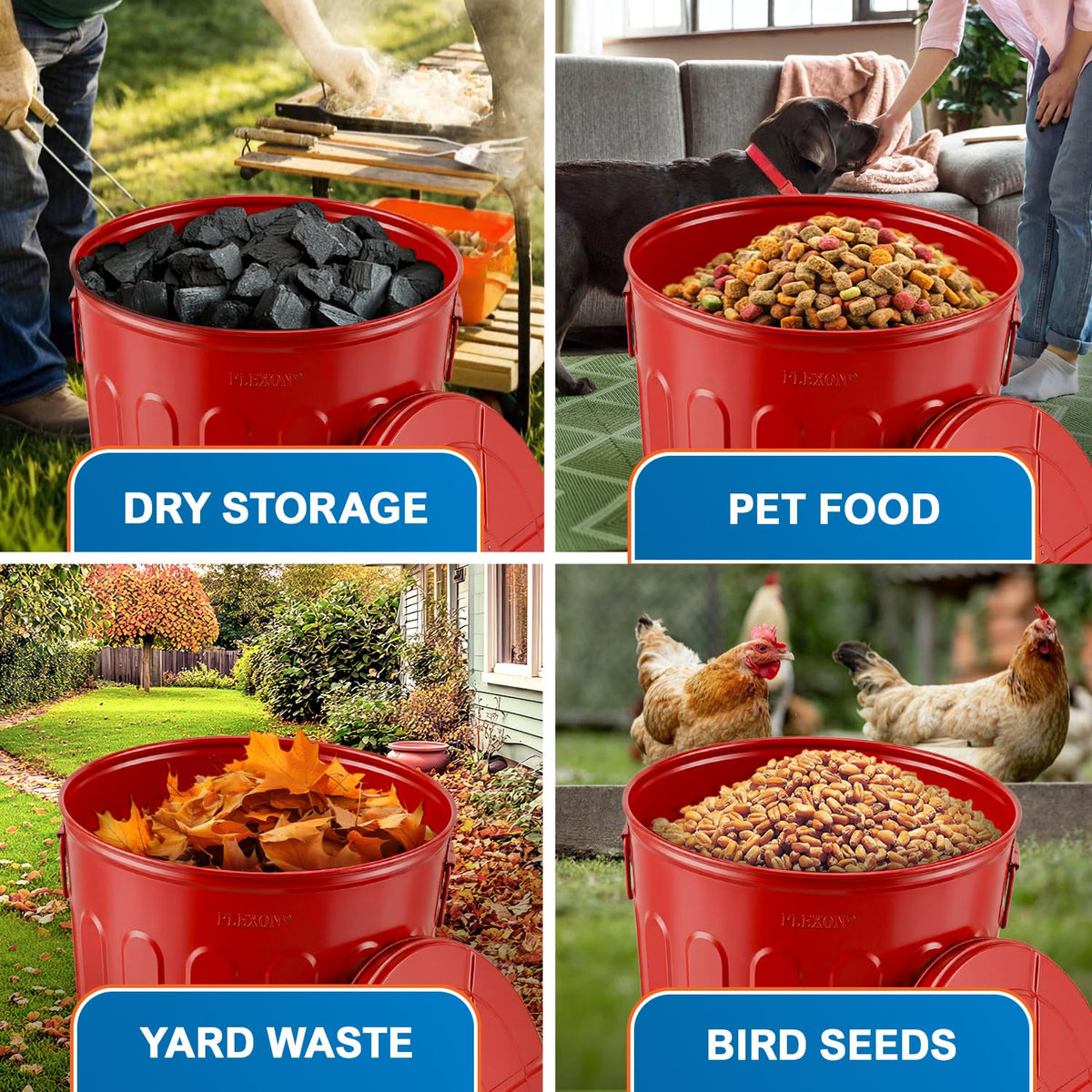 20 Gallon Red Metal Trash Can with Lid S253384