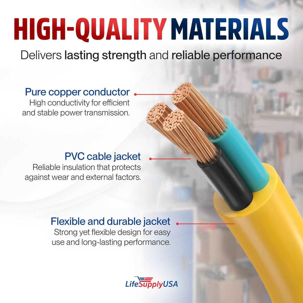 100ft Outdoor/Indoor Extension Cord 14/3 Gauge Heavy Duty 3 Prong SJTW Yellow R2024