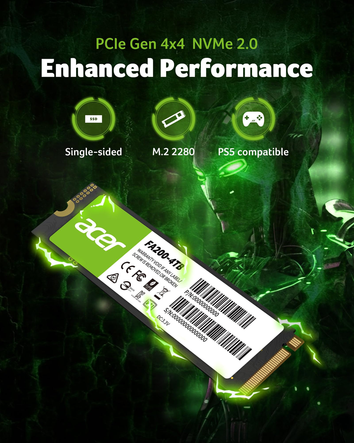 NVMe Gen4 SSD 4TB PCIe 4.0 M.2 2280 Internal Solid State Drive D3787