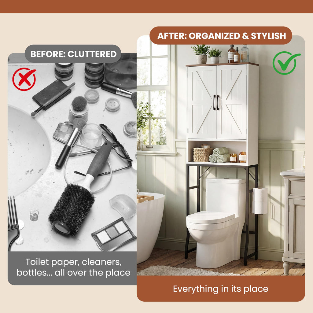 White Over The Toilet Storage Cabinet T826