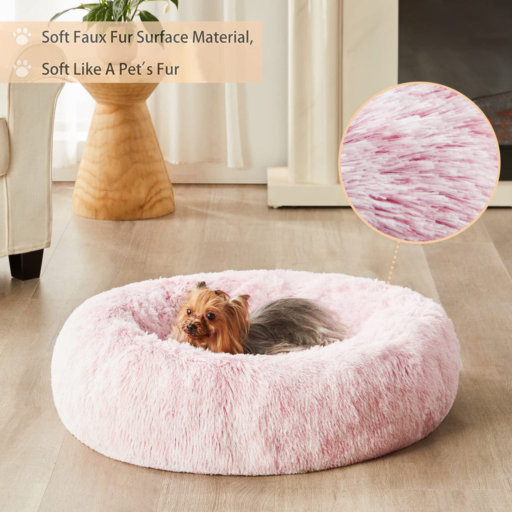 Pink Round Calming Dog Bed L523230