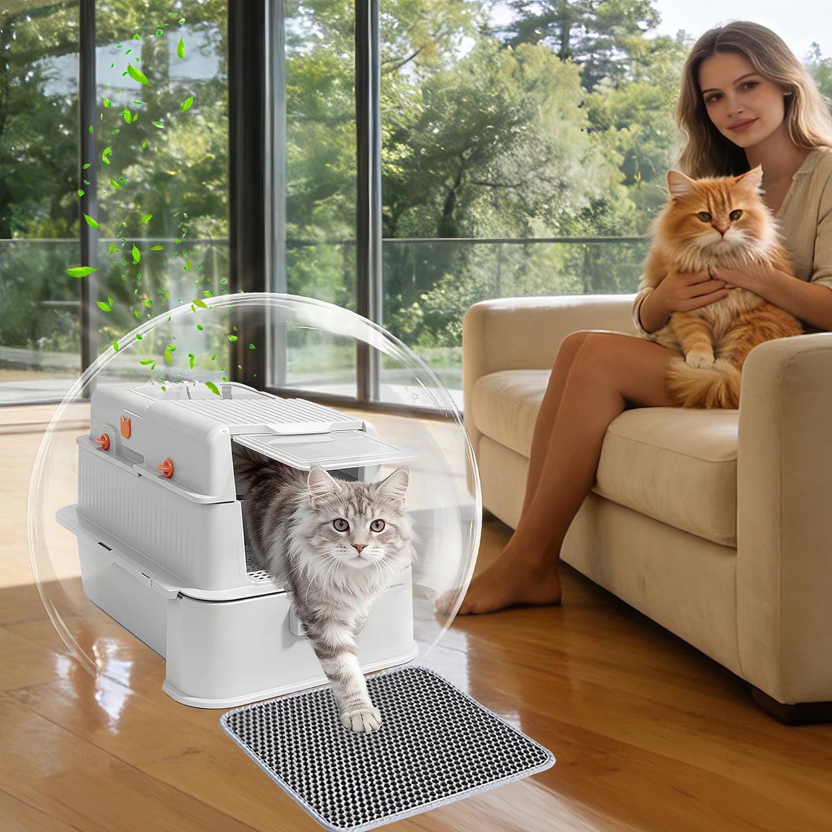 Enclosed Stainless Steel Cat Litter Box with Drawer Y994