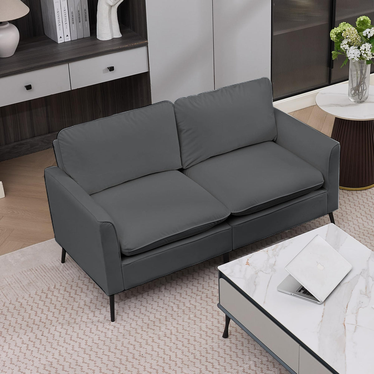 Light Gray 2 Seater Loveseat Sofa P325601