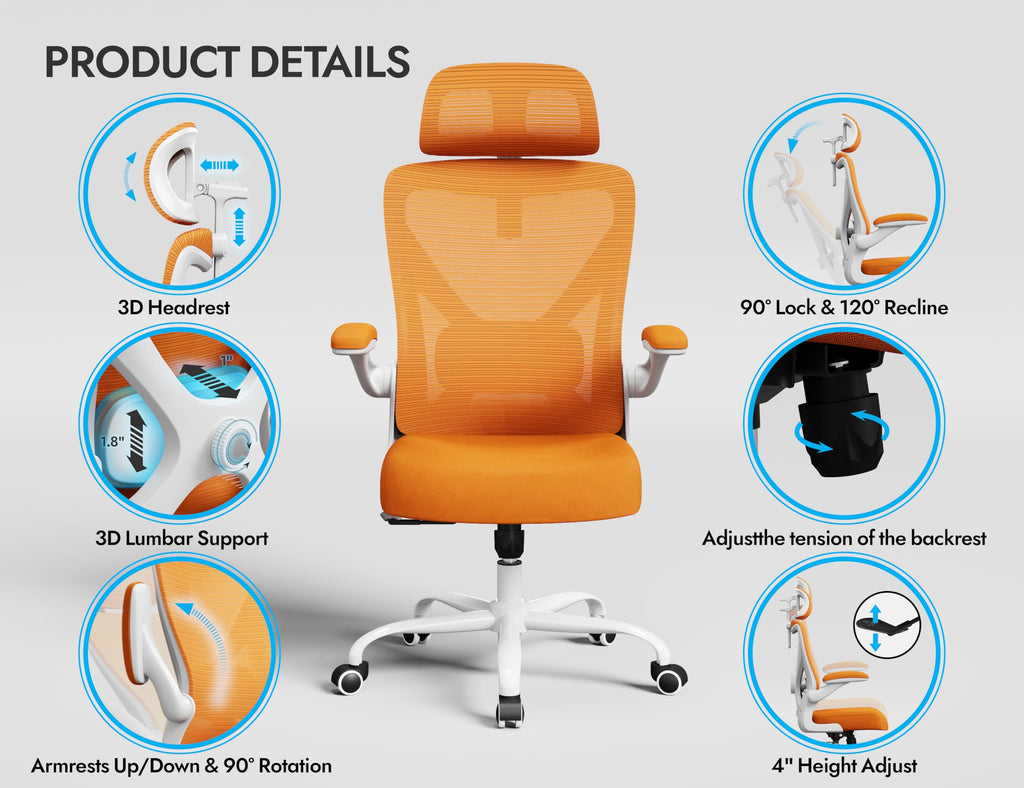 Ergonomic Mesh Office Chair with Headrest H672931