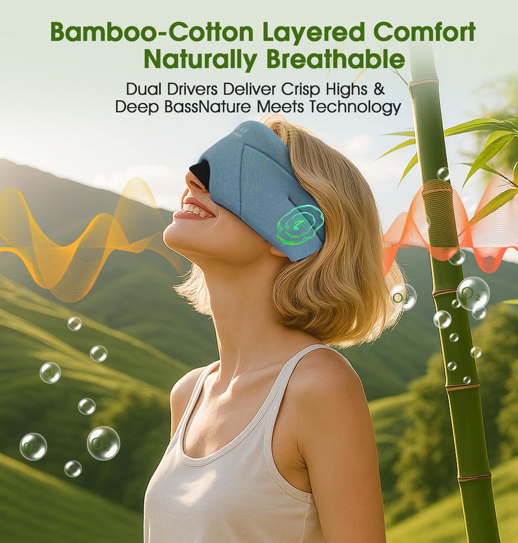 Soft Bamboo Cotton Bluetooth Sleep Mask with Headphones W728