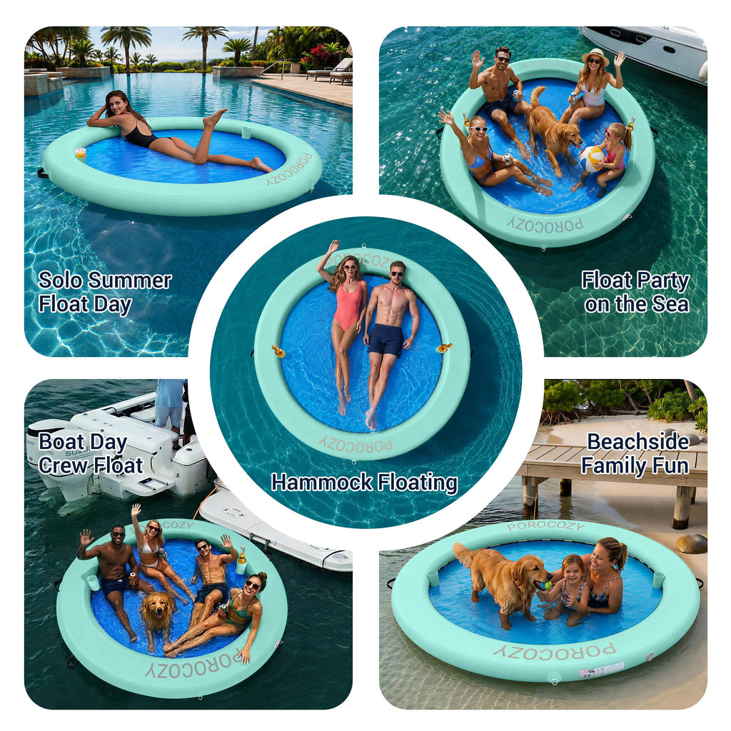 Inflatable Water Hammock with Cup Holders W7370