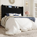 Queen Size Black Velvet Bed Frame with Shelf C782036