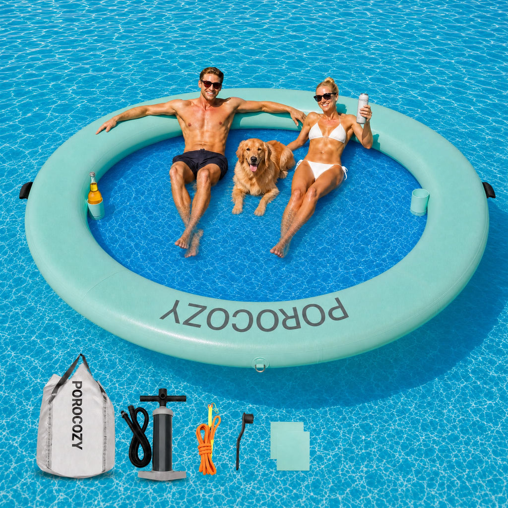 Inflatable Water Hammock with Cup Holders W7370