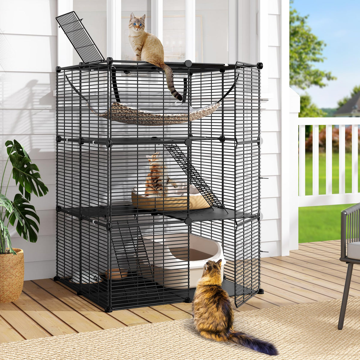 3-Tier Metal Cat Cage Indoor Enclosure O508905