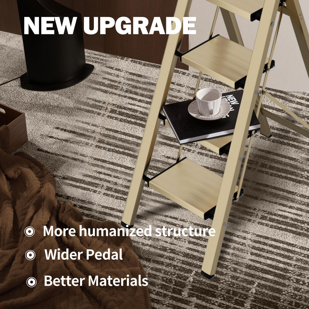 4 Step Lightweight Folding Ladder with Handgrip 330lbs Capacity K8112