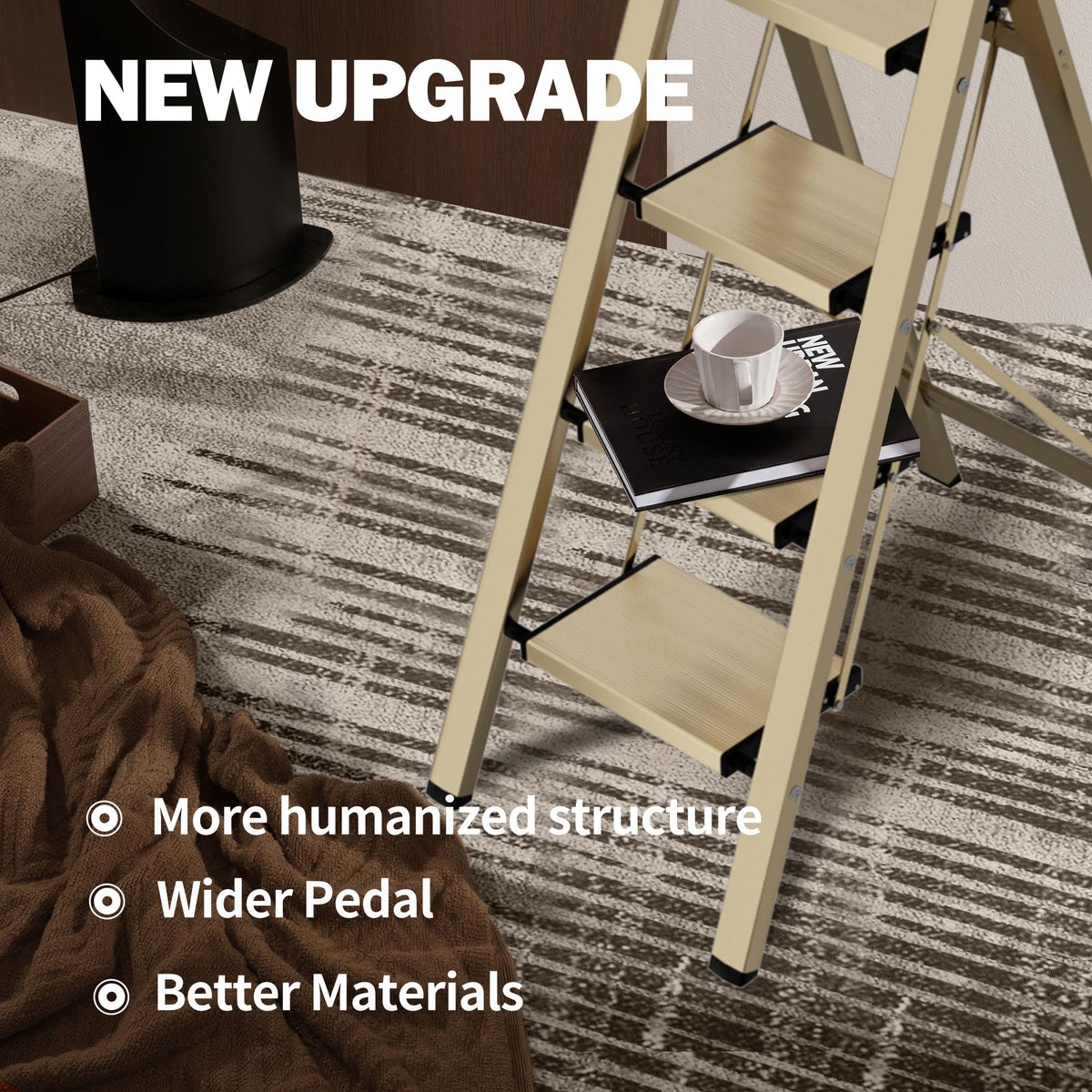 4 Step Lightweight Folding Ladder with Handgrip 330lbs Capacity K8112